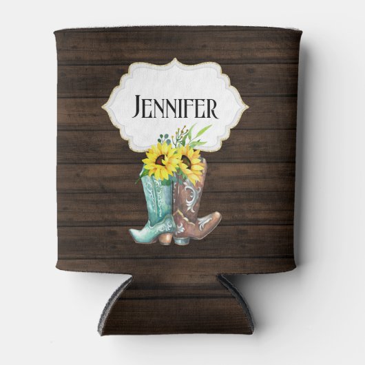 カウボーイブーツひまわり木DIY名 缶クーラー (正面)