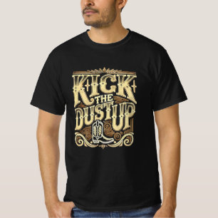 カウボーイブーツアートの塵を蹴る Tシャツ