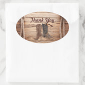 カウボーイブーツウェスタンカントリー感謝していウェディングユー 楕円形シール (バッグ)