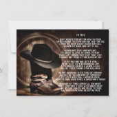 カウボーイブーツカウボーイハット葬儀記念サービス 招待状 (裏面)