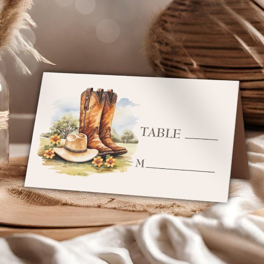カウボーイブーツカントリーウェスタン結婚ズ プレイスカード