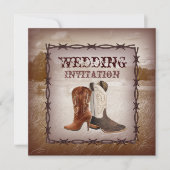 カウボーイブーツカントリーウェスタン結婚式招待状 招待状 (正面)