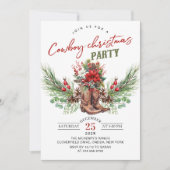 カウボーイブーツクリスマス素朴パーティの招待状 招待状 (正面)