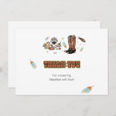 カウボーイブーツサウスウェスト誕生日サンキューカード 招待状 (正面/裏面)