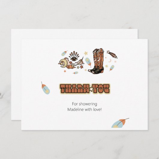 カウボーイブーツサウスウェスト誕生日サンキューカード 招待状 (正面/裏面)