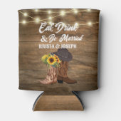 カウボーイブーツサンフラワーウェスタン結婚ズ 缶クーラー (正面)