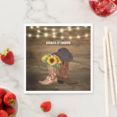 カウボーイブーツサンフラワーウェスタン結婚式の引き出物 スタンダードランチョンナプキン (インサイチュ)