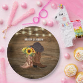 カウボーイブーツサンフラワーウェスタン結婚式の引き出物 ペーパープレート (パーティー)