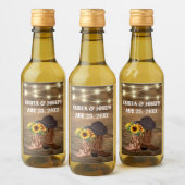 カウボーイブーツサンフラワーウェスタン結婚式の引き出物 ワインラベル (ボトル)