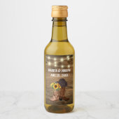 カウボーイブーツサンフラワーウェスタン結婚式の引き出物 ワインラベル (正面)