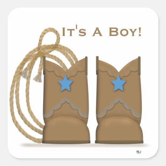 カウボーイブーツステッカー スクエアシール (正面)