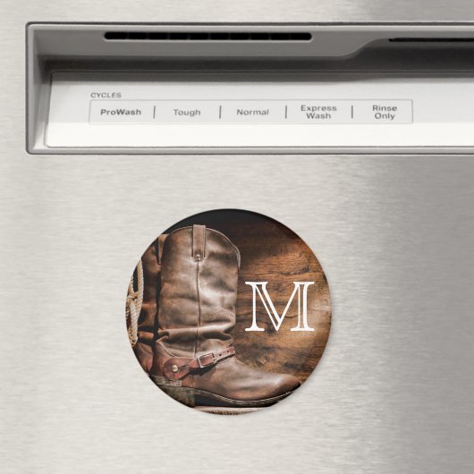 カウボーイブーツスパーカントリーモノグラムイニシャル磁石 マグネット (インサイチュ (食洗機))