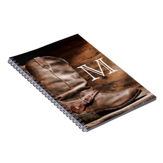 カウボーイブーツスパークーンモノグラムイニシャルノート ノートブック (右側)