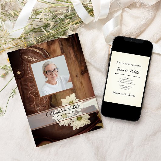 カウボーイブーツデイジーウェスタンお祝いオブライフ 招待状