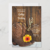 カウボーイブーツデイジーカントリーウェスタンバースデーパーティー 招待状 (正面)