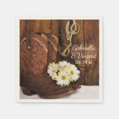 カウボーイブーツデイジーホースビットウェスタン結婚ズ スタンダードカクテルナプキン (正面)