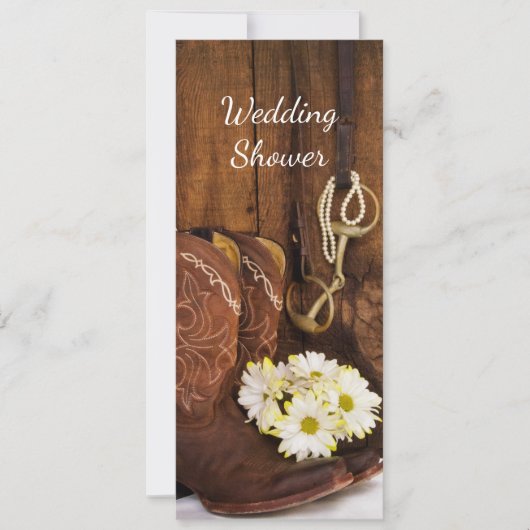 カウボーイブーツデイジーホースビットウェディングシャワー 招待状 (正面)