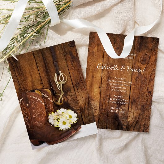 カウボーイブーツデイジーホースビット婚約パーティ 招待状