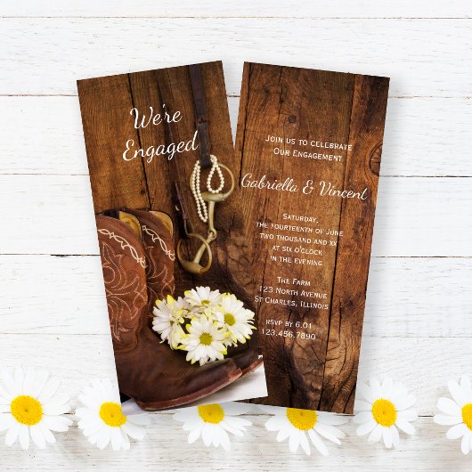 カウボーイブーツデイジーホースビット婚約パーティ 招待状