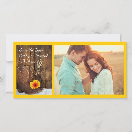 カウボーイブーツデイジー馬ビットウェディング日付を保存 セーブザデート (正面)