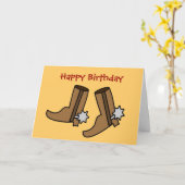 カウボーイブーツネイビー踊りカントリーウェスタン カード (黄色い花)