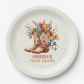 カウボーイブーツファーストロデオ誕生日紙プレート ペーパープレート (正面)