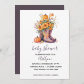 カウボーイブーツフローラカボチャ秋のベビーシャワー 招待状 (正面/裏面)