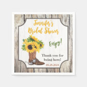 カウボーイブーツブライダルシャワーのひまわり スタンダードカクテルナプキン (正面)