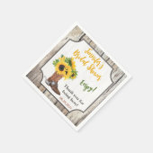 カウボーイブーツブライダルシャワーのひまわり スタンダードカクテルナプキン (角)