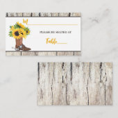 カウボーイブーツブライダルシャワーのひまわり プレイスカード (正面/裏面)