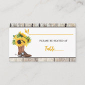 カウボーイブーツブライダルシャワーのひまわり プレイスカード (正面)