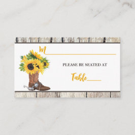カウボーイブーツブライダルシャワーのひまわり プレイスカード