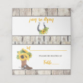 カウボーイブーツブライダルシャワーのひまわり プレイスカード (外部開封)