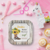 カウボーイブーツブライダルシャワーのひまわり ペーパープレート (パーティー)