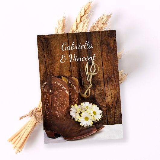 カウボーイブーツホースビットカントリー結婚式フラットノート ノートカード