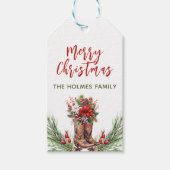 カウボーイブーツメリークリスマスギフトラベル ギフトタグ (正面)
