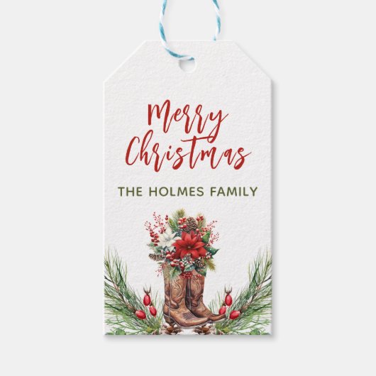カウボーイブーツメリークリスマスギフトラベル ギフトタグ (正面)