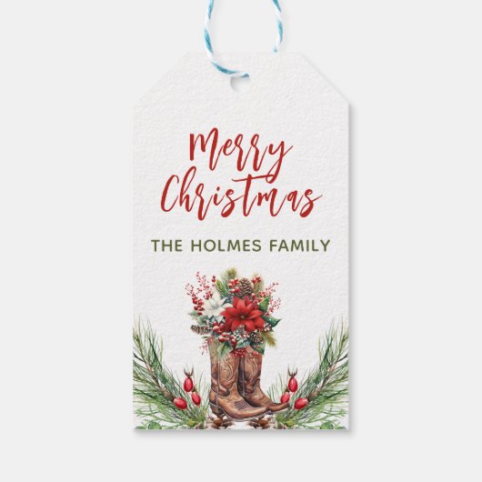 カウボーイブーツメリークリスマスギフトラベル ギフトタグ (裏面)