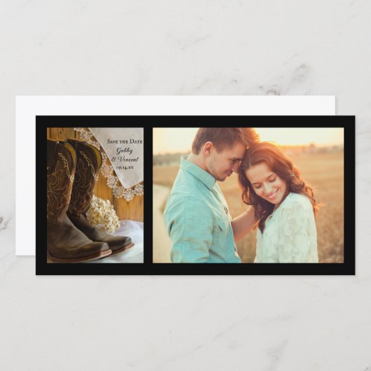 カウボーイブーツレースウェスタンウェディングデートを保存 セーブザデート (正面/裏面)