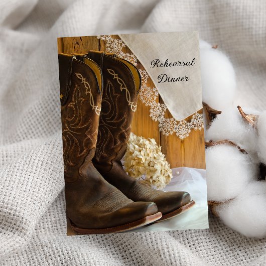 カウボーイブーツレースウェスタン結婚ズリハーサルディナー 招待状