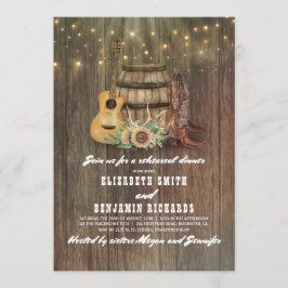 カウボーイブーツワインバレルカントリーリハーサルディナー 招待状