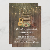 カウボーイブーツワインバレルカントリー婚約パーティ 招待状 (正面/裏面)