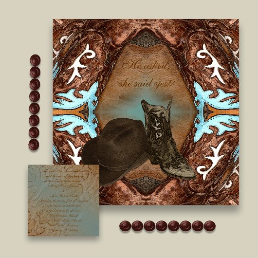 カウボーイブーツ万華鏡のように千変万化するパターン結婚式招待状 招待状