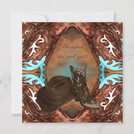 カウボーイブーツ万華鏡のように千変万化するパターン結婚式招待状 招待状 (正面)