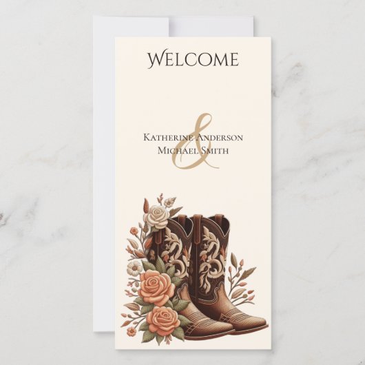 カウボーイブーツ付きカントリー西部の花 (正面)