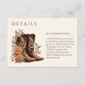 カウボーイブーツ付きカントリー西部の花 エンクロージャーカード (裏面)