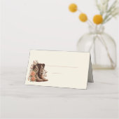 カウボーイブーツ付きカントリー西部の花 プレイスカード (正面)