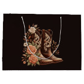 カウボーイブーツ付きカントリー西部の花 ラージペーパーバッグ (裏面)