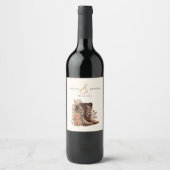 カウボーイブーツ付きカントリー西部の花 ワインラベル (正面)