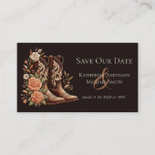 カウボーイブーツ付きカントリー西部の花 名刺 (正面)